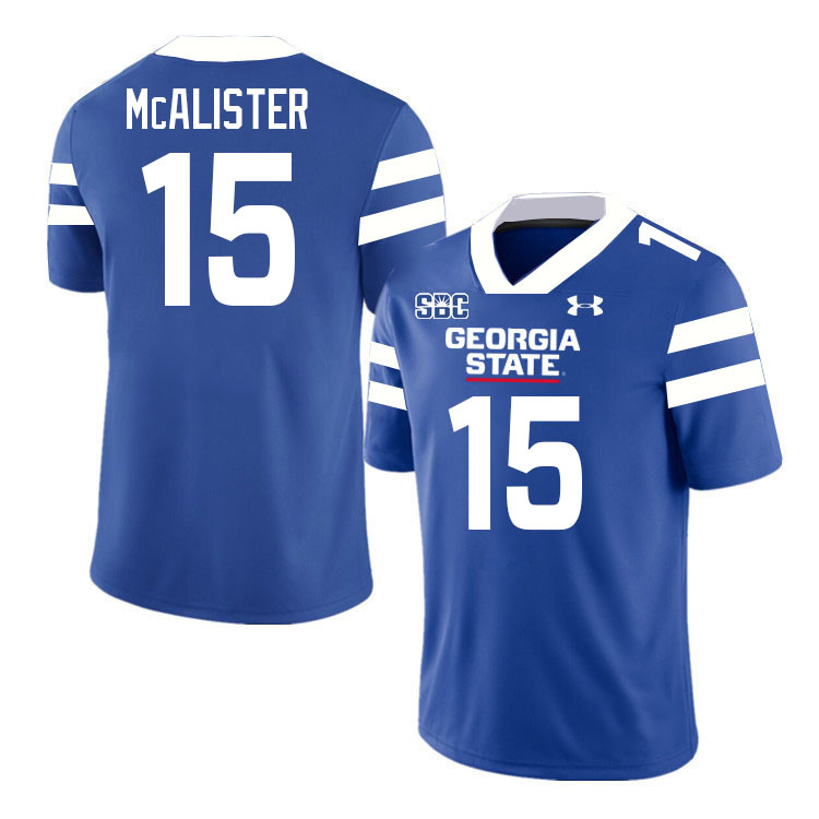 Georgia State Panthers #15 Braeden McAlister College Football Jerseys Stitched-Blue